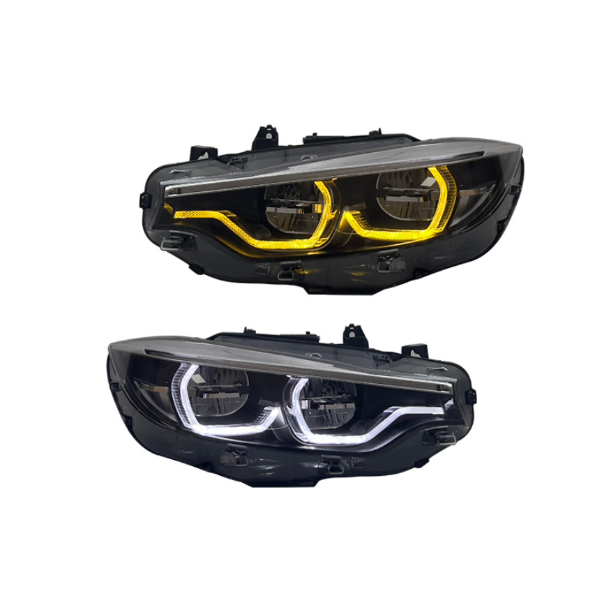 Yellow/White DRL Ikon Style Headlights for BMW F32 F33 F36 F80 F82 M3